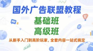 国外广告联盟教程,基础班和高级班,从新手入门到高阶玩家,全套内容一站式搞定-淘金日记