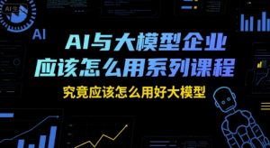 AI与大模型企业应该怎么用系列课程,究竟应该怎么用好大模型-淘金日记