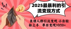 2025年最暴利的引流变现方式,负债人群引流变现,小白轻松上手,日入1k-淘金日记