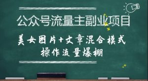 公众号流量主副业项目，美女图片+文章混合模式操作流量爆棚-淘金日记