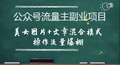 公众号流量主副业项目，美女图片+文章混合模式操作流量爆棚-淘金日记