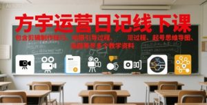 方宇运营日记线下课，包含剪辑制作技巧、拍摄引导过程、起号思维导图、选题等多个教学资料-淘金日记