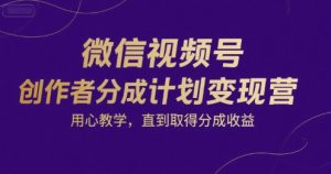 微信视频号创作者分成计划变现营，用心教学，直到取得分成收益-淘金日记