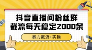 抖音直播间粉丝群截流，稳定采集数据全行业通用 2000条数据一天【揭秘】-淘金日记