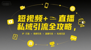 短视频+直播私域引流全攻略，IP打造 +视频引流 +直播引流 +私域沉淀-淘金日记