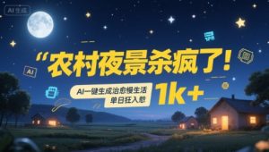 农村夜景杀疯了!AI一键生成治愈系慢生活,单日狂入1k+-淘金日记