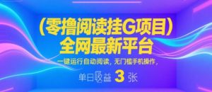 零撸阅读挂G项目，全网最新平台，一键运行自动阅读，无门槛手机操作，单日收益3张【揭秘】-淘金日记