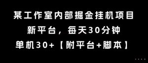 某工作室内部掘金挂G项目,新平台,每天30分钟,单机30+【揭秘】-淘金日记
