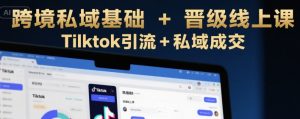 跨境私域基础+晋级线上课，Tilktok引流+私域成交-淘金日记