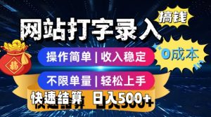 网站打字录入搞钱,0成本,操作简单,收入稳定,不限单量,轻松上手,快速结算,日入5张【揭秘】-淘金日记