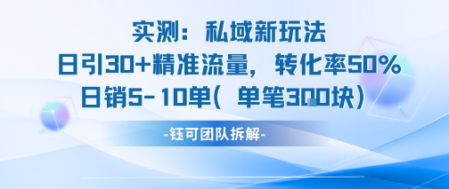 实测私域新玩法日引30加精准流量转化率50%日销5-10单每笔3张-淘金日记