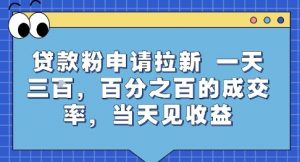 贷款粉申请拉新,一天三张,百分之百的成交率,当天见收益【揭秘】-淘金日记