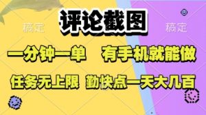 评论截图,收益一个0.5元,一分钟一单,有手机就能做,上不封顶,可无限做,一天大几张【揭秘】-淘金日记