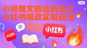 小说推文搬运玩法之小红书，小红书爆改实长炸裂玩法-淘金日记
