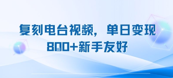 复刻电台视频，单日变现8张+新手友好，长期可做-淘金日记