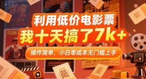 利用低价电影票，我十天搞了7k+，操作简单，小白零成本无门槛上手【揭秘】-淘金日记