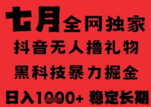 7月最新风口抖音无人直播纯暴力撸音浪,不出镜不说话,黑科技全自动运行,长期稳定,日入1k【揭秘】-淘金日记