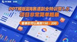 PPT模版蓝海赛道副业特训营1.0,项目非常简单粗暴,客单价可以高到150-200-淘金日记