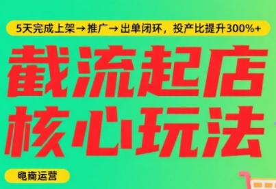 淘宝截流快速起店玩法，掌握暴力快速起店的流程，5天完成上架-推广-出单闭环-淘金日记