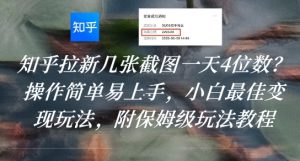 知乎拉新几张截图一天4位数？操作简单易上手，小白最佳变现玩法，附保姆级玩法教程-淘金日记
