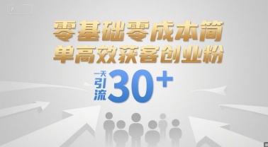 零基础零成本简单高效获客创业粉,一天引流30+-淘金日记