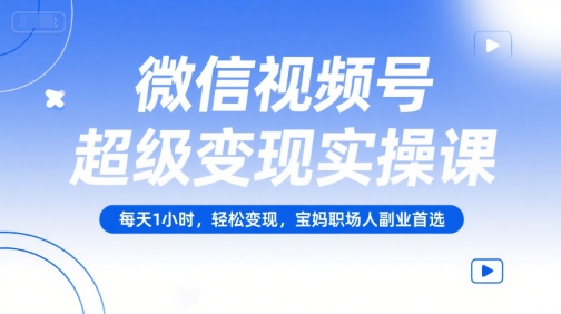 微信视频号超级变现实操课,每天1小时,轻松变现,宝妈职场人副业首选-淘金日记