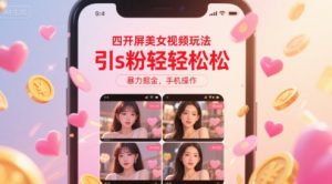 四开屏美女视频玩法,引s粉轻轻松松,暴力掘金,手机操作【揭秘】-淘金日记
