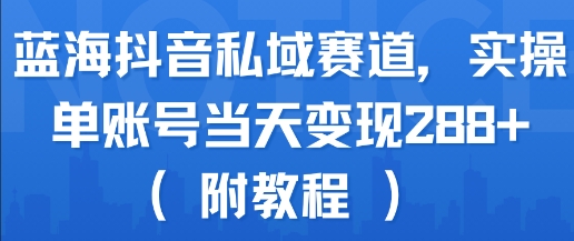 蓝海抖音私域赛道,实操单账号当天变现288+(附教程)-淘金日记