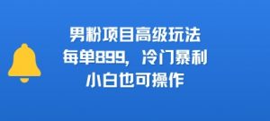 男粉项目高级玩法,每单899,冷门暴利,小白也可操作-淘金日记