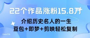 22个作品涨粉15.8W ,介绍历史名人的一生 , 豆包+即梦+剪映轻松复制-淘金日记