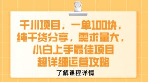 千川项目，一单1张，纯干货分享，需求量大，小白上手最佳项目，超详细运营攻略-淘金日记