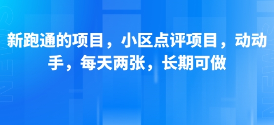新跑通的项目，小区点评项目，动动手，每天两张，长期可做-淘金日记