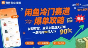 闲鱼冷门赛道爆单攻略，长期可做，当天上架当天开单，一单利润90% 利润，日入1k【揭秘】-淘金日记