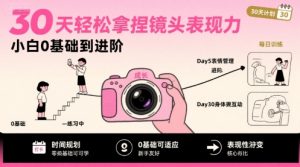 30天轻松拿捏镜头表现力,小白0基础到进阶-淘金日记