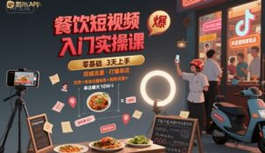 餐饮短视频入门实操课,引爆同城流量,打爆单店-淘金日记