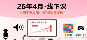 小红书25年4月线下课程,电商卖家小红书流量课,录音+图片-淘金日记