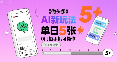 微头条AI新玩法,小白单日5张+,0门槛手机可操作【附工具指令】-淘金日记