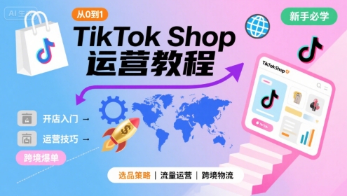 TikTok Shop从0到1运营教程,TikTok跨境电商新手必学课程-淘金日记