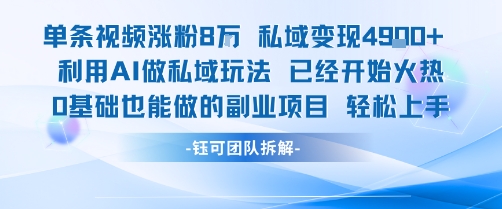 单条视频私域变现4.9k+利用AI做私域玩法 已经开始火热0基础也能做的副业项目轻松上手-淘金日记