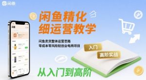 闲鱼精细化运营入门+高阶实战教学,闲鱼卖货整体运营思路,零成本零风险轻创业电商项目-淘金日记