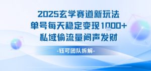 2025玄学赛道新玩法单号每天稳定变现1k+私域偷流量闷声发财-淘金日记