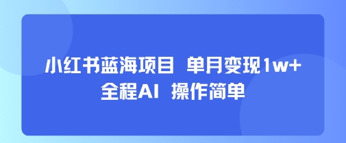 小红书蓝海项目 单月变现1w+ 全程AI 操作简单-淘金日记
