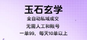 玉石玄学全自动私域成交，一单99每天十单以上，无需人工和矩阵账号，蓝海项目直接干【揭秘】-淘金日记