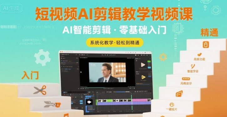 短视频AI剪辑教学视频课,入门到精通-淘金日记