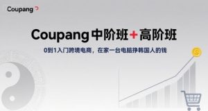 Coupang中阶班+高阶班,0到1入门跨境电商,在家一台电脑挣韩国人的钱-淘金日记
