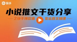 小说推文干货分享之快手爆款借鉴运营实操课-淘金日记