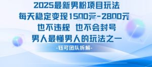 2025最新男粉项目玩法每天变现1k+也不违规也不会封号男人最懂男人的玩法-淘金日记