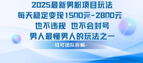 2025最新男粉项目玩法每天变现1k+也不违规也不会封号男人最懂男人的玩法-淘金日记