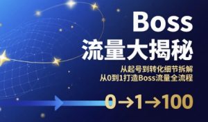 Boss流量大揭秘,从起号到转化细节拆解,从0到1打造Boss流量全流程-淘金日记