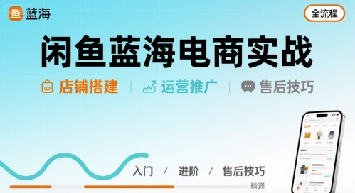 闲鱼蓝海电商实战，店铺搭建运营售后全流程-淘金日记